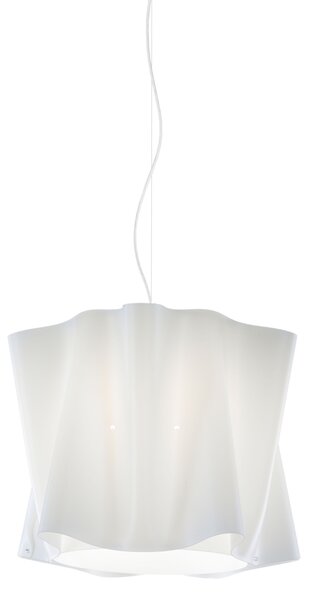 Sospensione Moderna Folio Polilux ® Bianco E Metallo Cromo 1 Luce E27 D40Cm