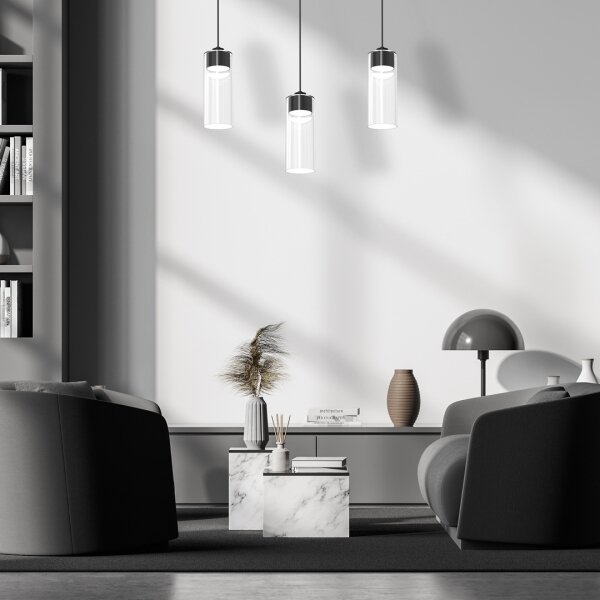 Lampadario a sospensione con filo CLARISSA 3xGX53/12W/230V nero