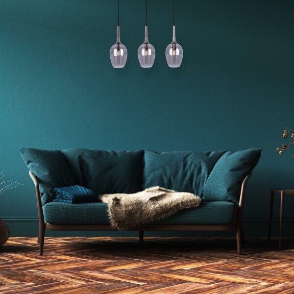 Lampadario a sospensione con filo LUGANO 3xE14/40W/230V grigio