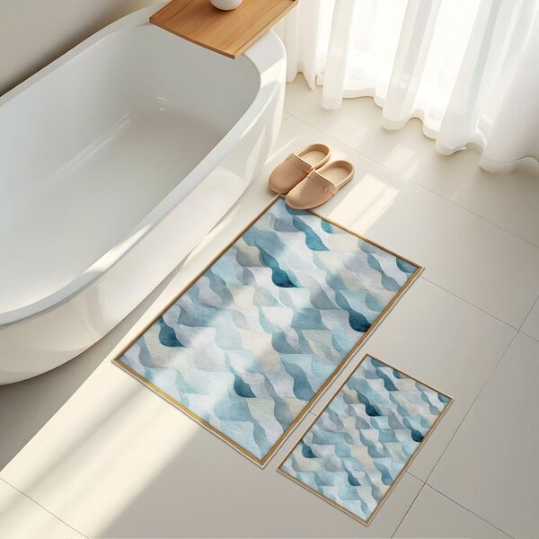 Set di tappetini per il bagno blu 2 pz 60x100 cm – Foutastic