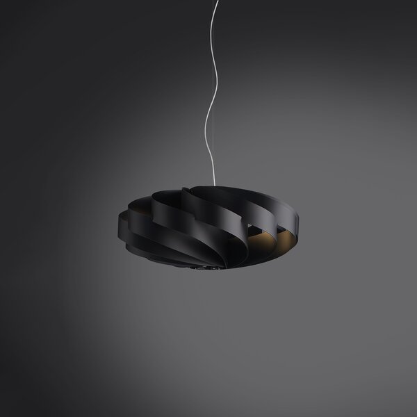 Sospensione Moderna Flat Polilux ® Nero E Metallo Cromo 1 Luce E27 D50Cm