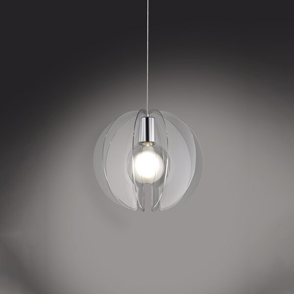 Sospensione Moderna Space Collection Polilux ® Trasparente E Metallo Cromo E27