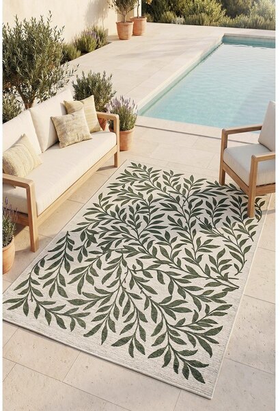 Tappeto da interno/esterno verde/color crema 160x230 cm Lua – Universal