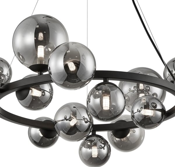 Lampadario a sospensione con filo MILA 14xG9/9W/230V nero/grigio