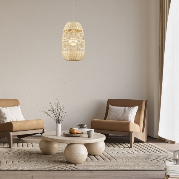 Lampadario a sospensione con filo ARONA 1xG9/9W/230V diametro 40 cm rattan