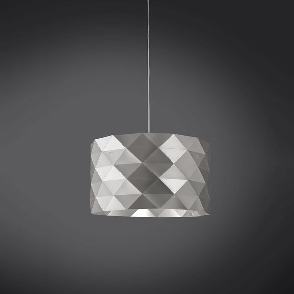 Sospensione Moderna Prisma Polilux ® Argento E Metallo Cromo 1 Luce E27 D40Cm