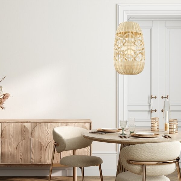 Lampadario a sospensione con filo ARONA 1xG9/9W/230V diametro 40 cm rattan