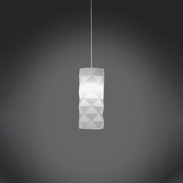 Sospensione Moderna Prisma Polilux ® Bianco E Metallo Cromo 1 Luce E27