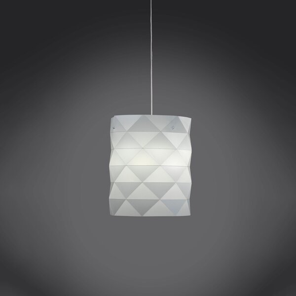 Sospensione Moderna Prisma Polilux ® Bianco E Metallo Cromo 1 Luce E27 D27Cm