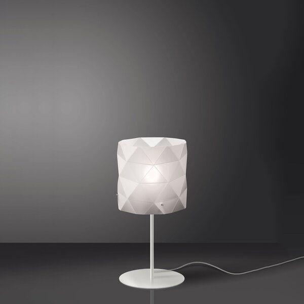 Lampada Da Scrivania Moderna Prisma Polilux ® Bianco E Metallo 1 Luce E27