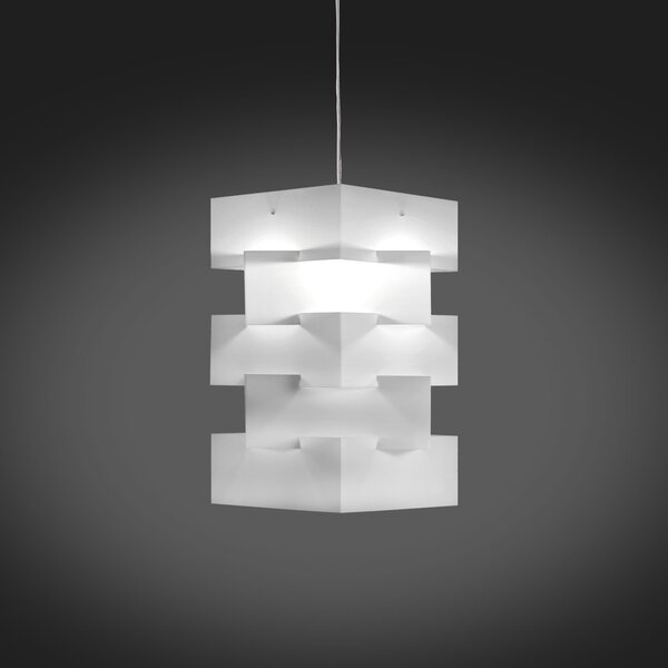Sospensione Moderna Building Polilux ® Bianco E Metallo Cromo 1 Luce E27 H60Cm