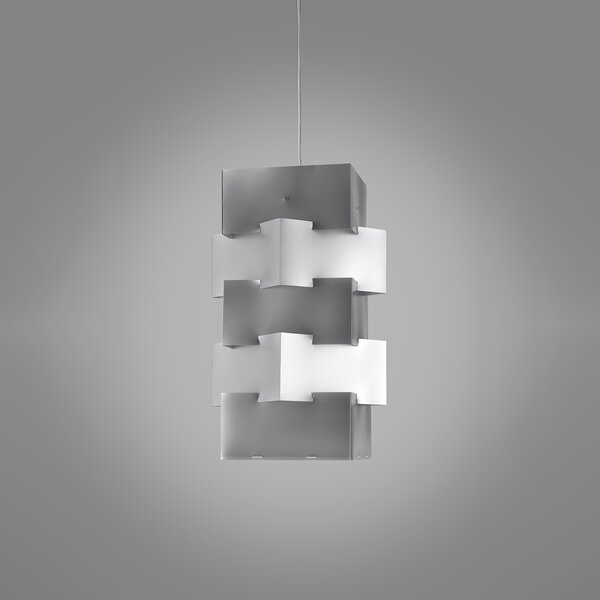 Sospensione Moderna Building Polilux ® Argento E Metallo Cromo 1 Luce E27 H60Cm