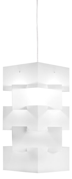 Sospensione Moderna Building Polilux ® Bianco E Metallo Cromo 1 Luce E27 H60Cm
