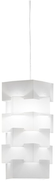 Sospensione Moderna Building Polilux ® Bianco E Metallo Cromo 1 Luce E27