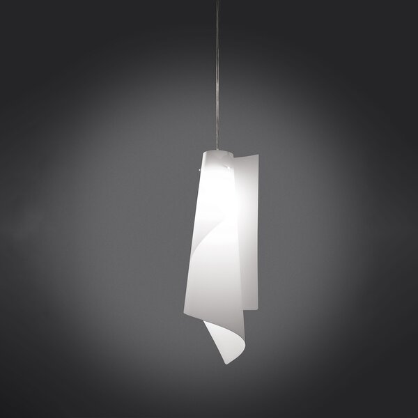 Sospensione Moderna Vela Polilux ® Bianco E Metallo Cromo 1 Luce E27