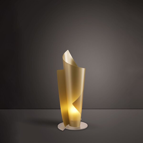 Lampada Da Scrivania Moderna Vela Polilux ® New Gold 1 Luce E27 H70Cm