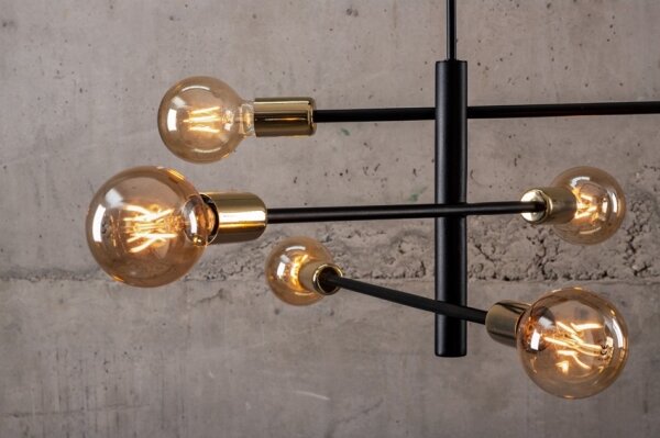 Lampadario su palo ONYX 6xE27/60W/230V nero/oro
