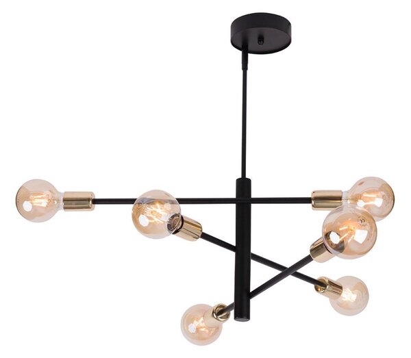 Lampadario su palo ONYX 6xE27/60W/230V nero/oro