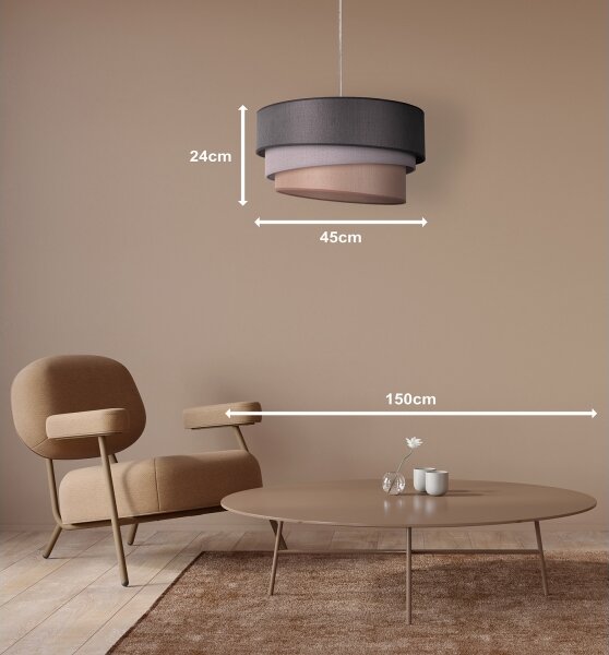 Duolla - Lampadario a sospensione con filo TRIO 1xE27/40W/230V diametro 45 cm antracite/grigio/marrone