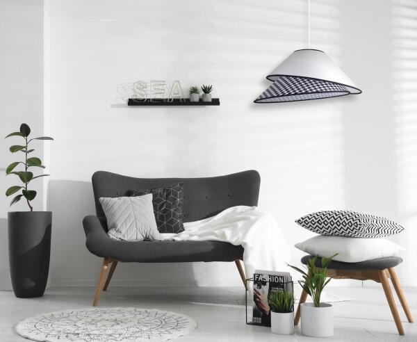 Duolla - Lampadario a sospensione con filo COCO 1xE27/40W/230V diametro 50 cm bianco/nero
