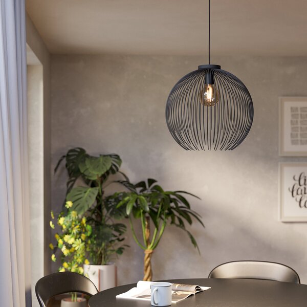 Sospensione Industrial-Nordico Acciaio Nero 1 Luce E27 D.40Cm