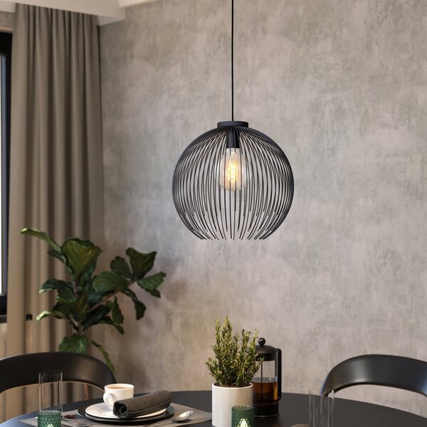 Sospensione Industrial-Nordico Acciaio Nero 1 Luce E27 D.40Cm