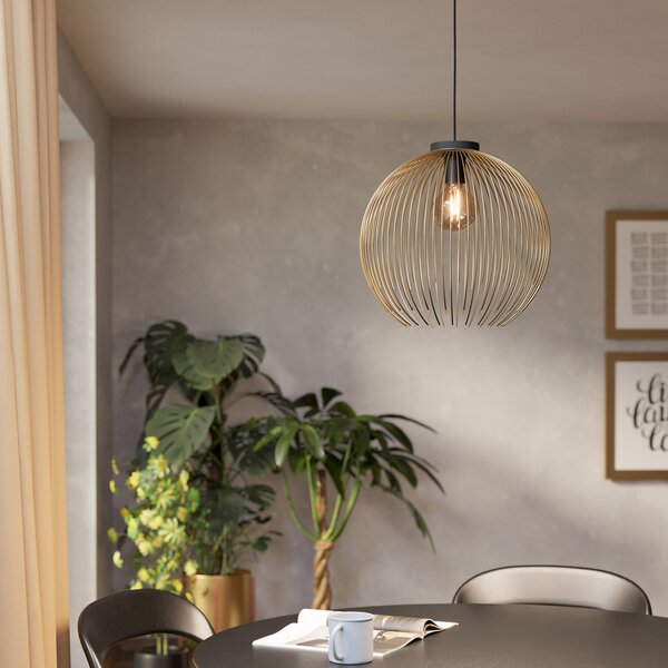 Sospensione Industrial-Nordico Acciaio Nero E Oro 1 Luce E27 D.40Cm