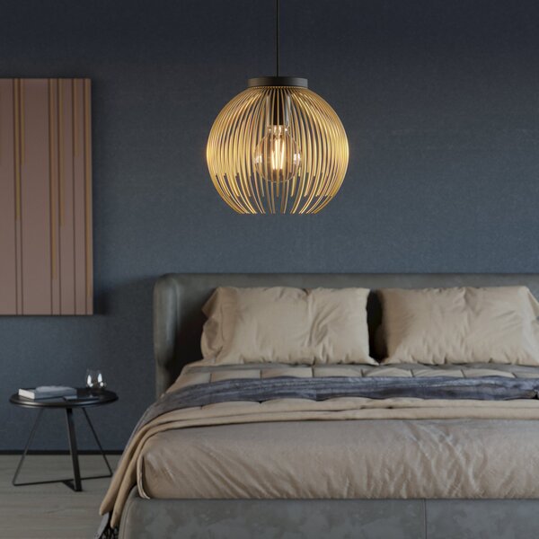 Sospensione Industrial-Nordico Acciaio Nero E Oro 1 Luce E27 D.23,5Cm