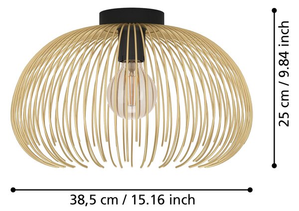 Plafoniera Industrial-Nordico Acciaio Nero E Oro 1 Luce E27