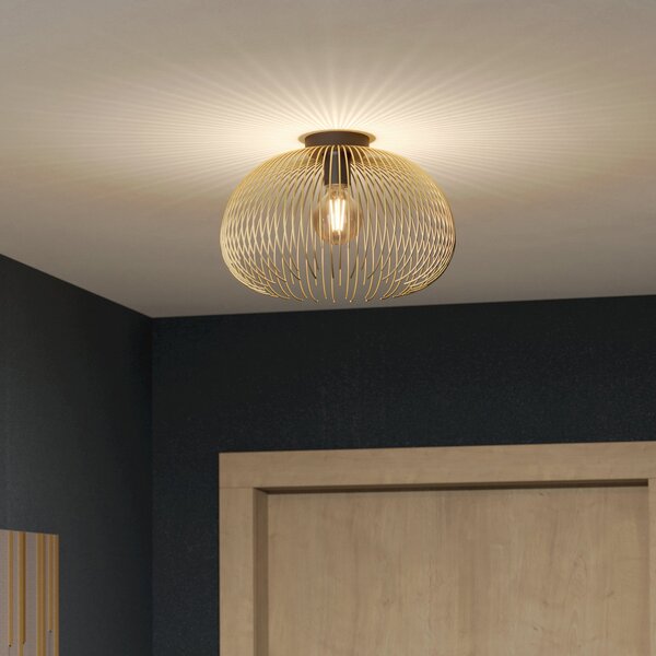 Plafoniera Industrial-Nordico Acciaio Nero E Oro 1 Luce E27