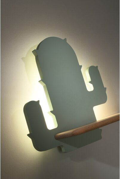 Applique LED per bambini con mensola CACTUS LED/4W/230V verde/legno