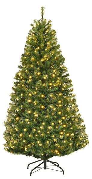 Costway Albero di natale artificiale in PVC con 150 LED 600 rami supporto in metallo, Albero natalizio 150cm