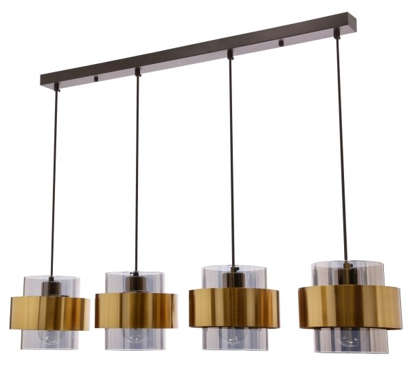 Lampadario a sospensione con filo SPIEGA 4xE27/60W/230V oro/nero