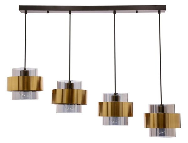 Lampadario a sospensione con filo SPIEGA 4xE27/60W/230V oro/nero