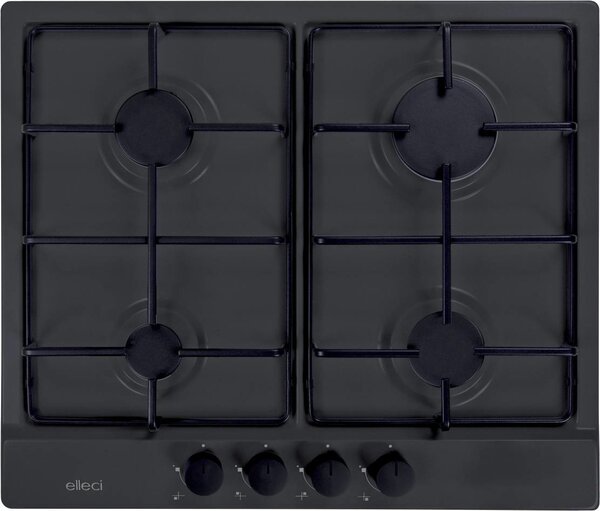 ELLECI Piano Cottura 4 Fuochi a Gas Larghezza 58 cm in Granitek colore Antracite - PGSS60259WB Style 60 G59