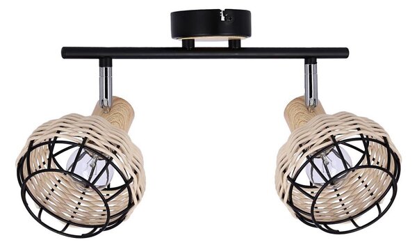 Faretto TAJGA 2xE14/40W/230V rattan/nero
