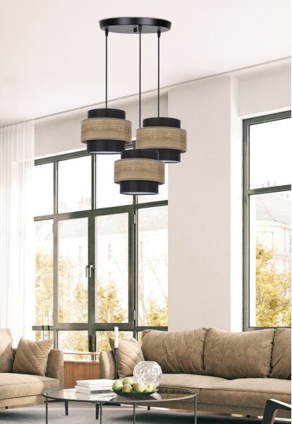 Lampadario a sospensione con filo TWIN 3xE27/40W/230V marrone/nero