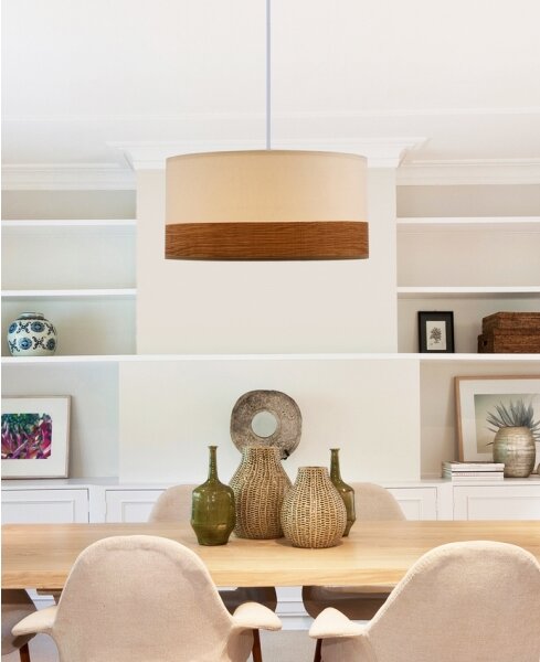 Lampadario a sospensione con filo BIANCO 1xE27/40W/230V bianco/marrone