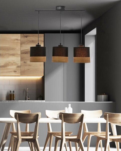 Lampadario a sospensione con filo PORTO 3xE27/60W/230V nero/marrone