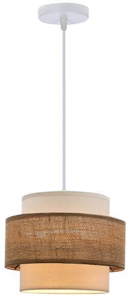 Lampadario a sospensione con filo JUTA 1xE27/40W/230V marrone/bianco