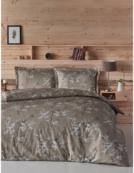 Biancheria da letto matrimoniale in cotone marrone Renforcé 200x200 cm Chicory - Mijolnir