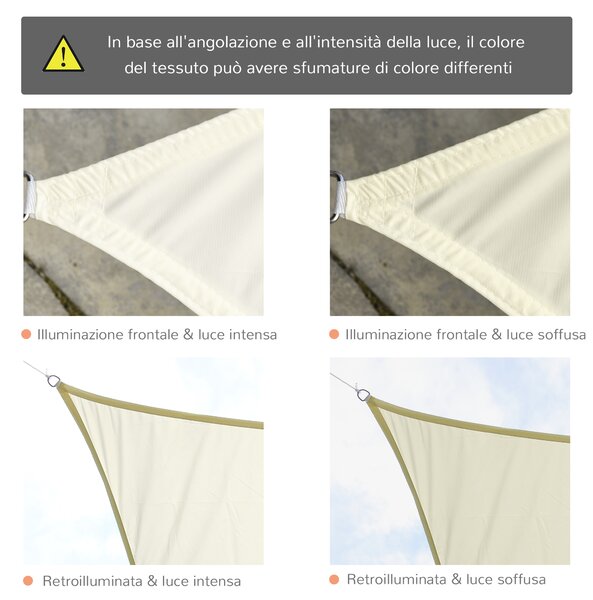 Outsunny Vela Ombreggiante Rettangolare, Tenda da Sole per Esterno in Poliestere Anti UV Traspirante 3x4m Bianco crema|Aosom