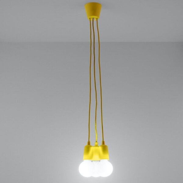 Lampadario su filo DIEGO 3xE27/60W/230V giallo