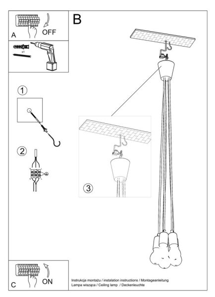 Lampadario a sospensione con filo DIEGO 5xE27/60W/230V