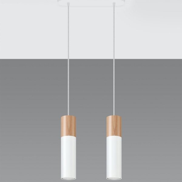 Sollux SL.0629 - Lampadario a sospensione con filo PABLO 2xGU10/40W/230V bianco