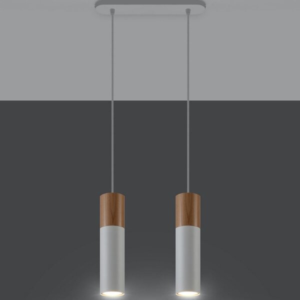 Sollux SL.0629 - Lampadario a sospensione con filo PABLO 2xGU10/40W/230V bianco