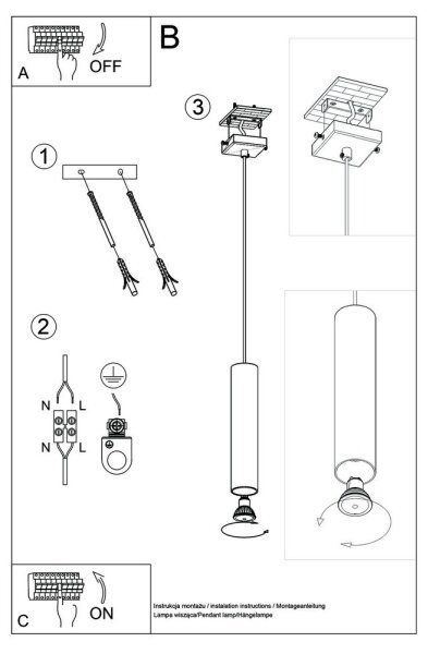 Sollux SL.0636 - Lampadario a sospensione con filo LINO 1xGU10/40W/230V