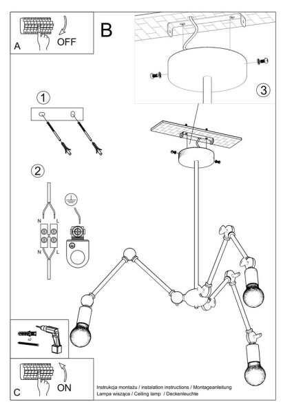 Lampadario a sospensione STARK 3xE27/60W/230V