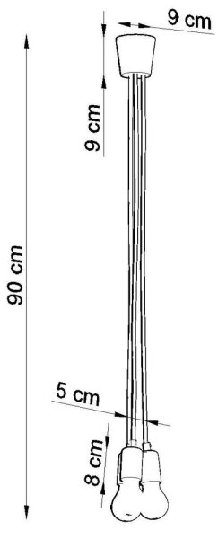 Lampadario su filo DIEGO 3xE27/60W/230V arancione