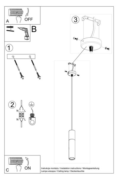 Lampadario a sospensione con filo BORGIO 1xGU10/40W/230V